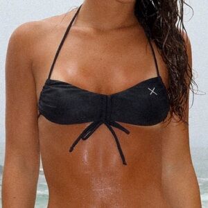 Boutine LA Black Bandeau Tie-Front Bikini